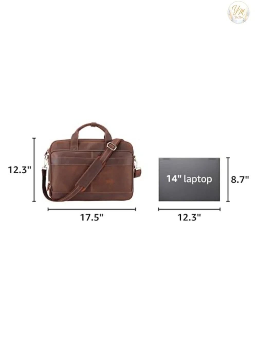 Full Grain Leather Briefcase for Men, 15.6 Inch Laptop Business Messenger Bag